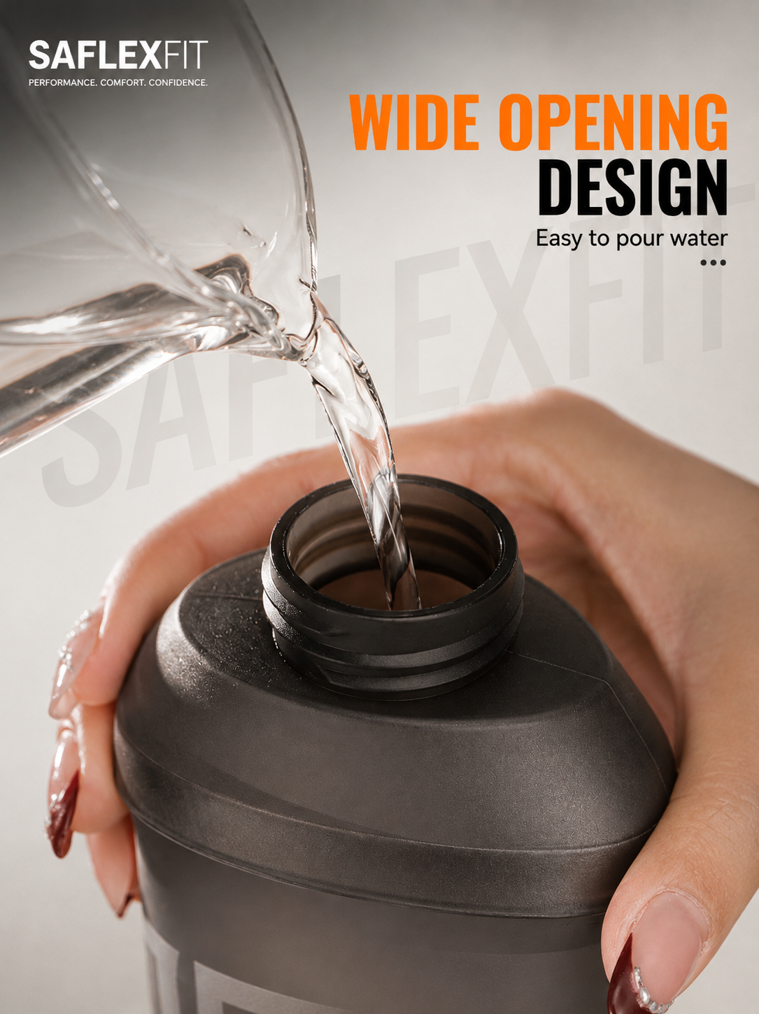 SAflexfit 500ml collapsible water bottle wide opening — easy to fill and pour