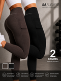 SAFlexfit 2 Piece Cropped High-Waist Active Leggings Set